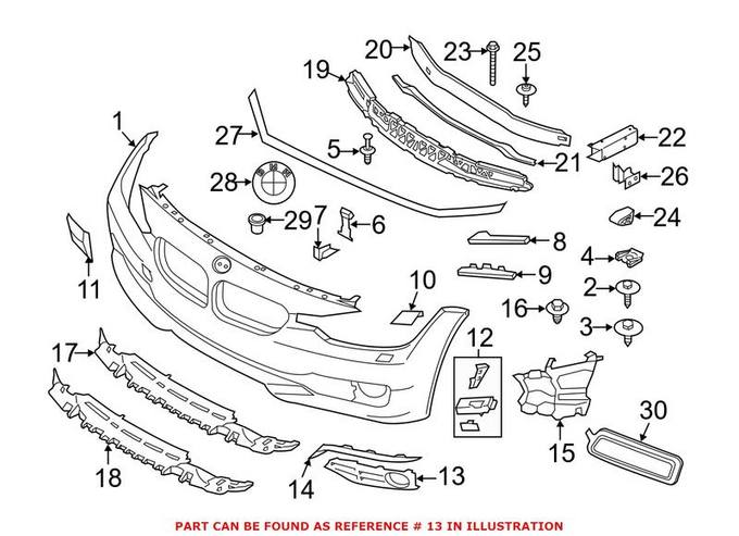 BMW Fog Light Trim = Front Driver Side 51117293797